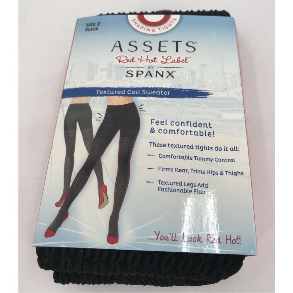 Spanx NIB Textured Shaping Tights Coil Sweater in Black Size 2 - Picture 3 of 5